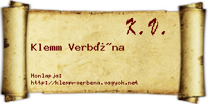 Klemm Verbéna névjegykártya